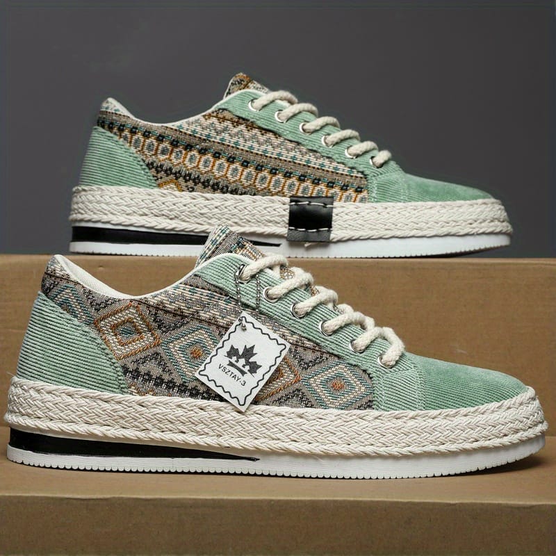 Men'S Breathable Casual Sneakers - Lightweight Summer Shoes with Lace-Up Closure, Non-Slip Rubber Sole - Beige/Black/Teal Colorway for Everyday, Office, Formal Events - All-Season Comfortable Walking Shoes, Office Footwear, Stylish Streetwear, Fabric Interior Lining, Durable Traction Footwear, Urban Fashion, Trendy Design, Comfortable Fit, Urban Commuters