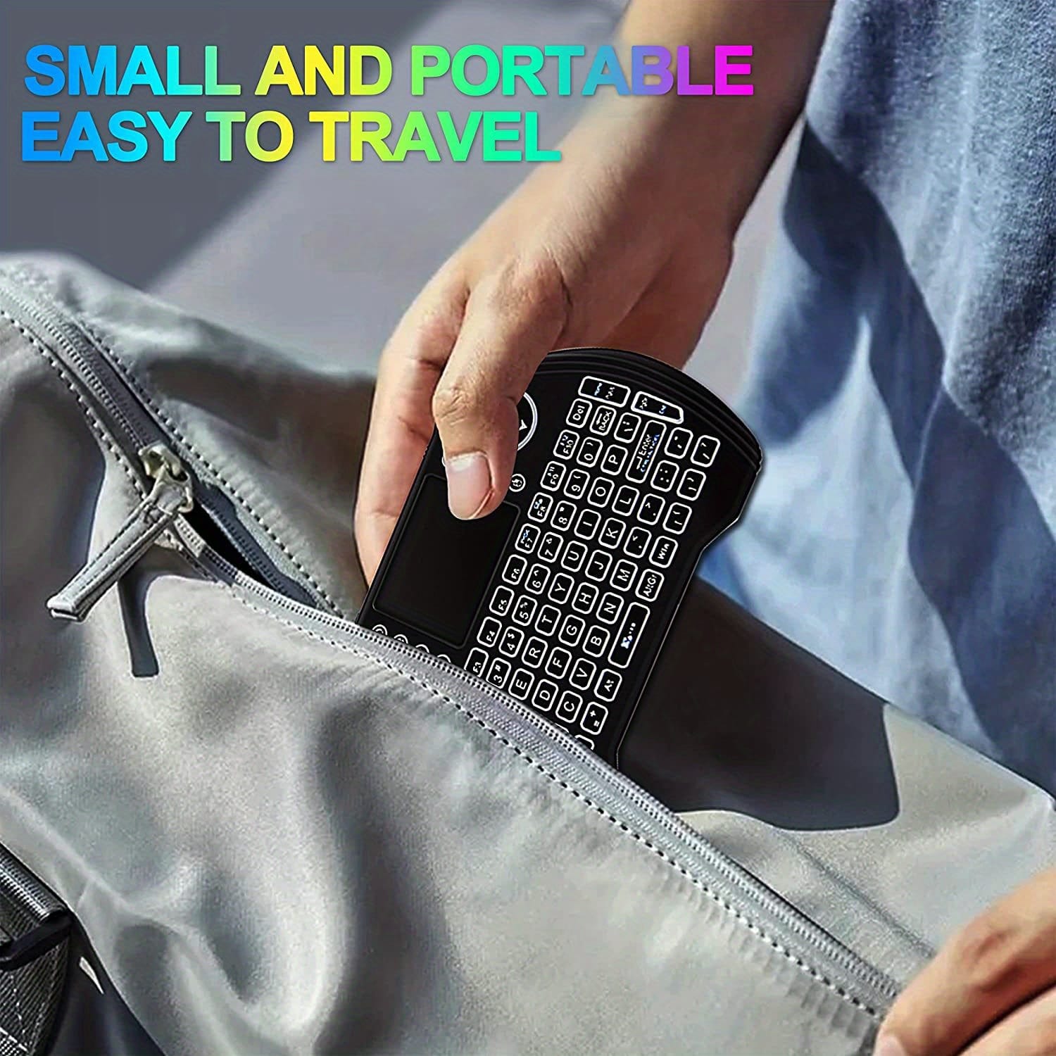 MXQ Backlit Mini Wireless Keyboard Touchpad Mouse Combo Remote Control, Rechargeable Li-ion Polymer Battery, 300mAh, USB Charging, 2.4G/3G/4G/5G, with Multimedia Keys, for Android TV Box, HTPC, PS3, Smart TV, PC, X-Box, Linux, Windows, MacOS