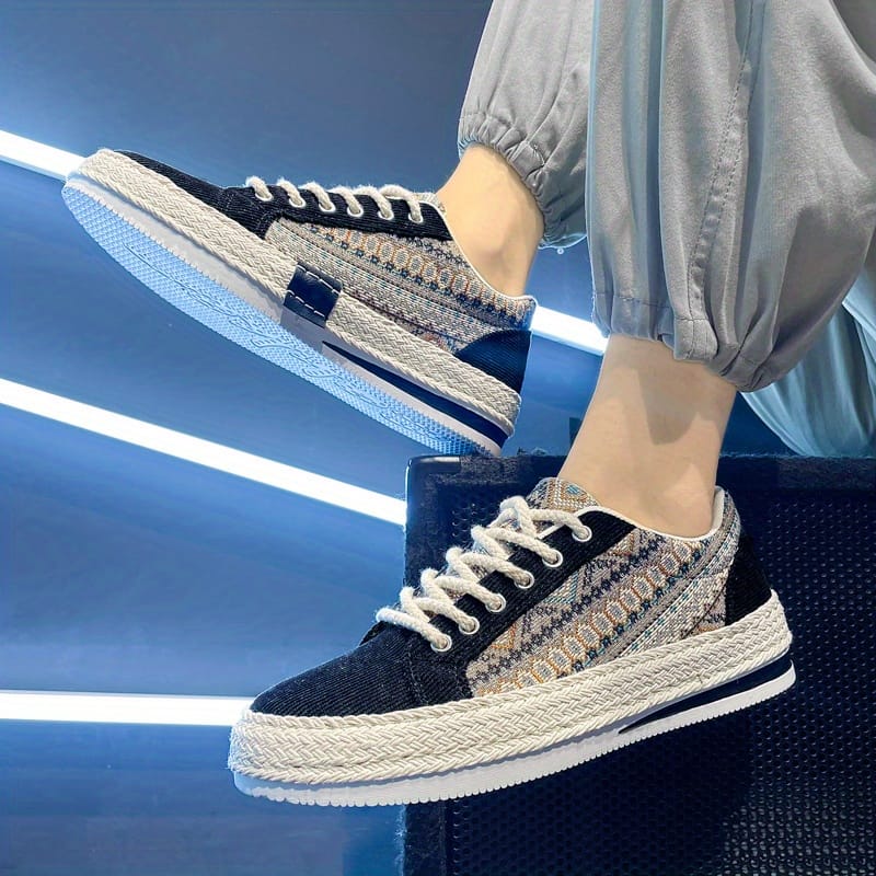 Men'S Breathable Casual Sneakers - Lightweight Summer Shoes with Lace-Up Closure, Non-Slip Rubber Sole - Beige/Black/Teal Colorway for Everyday, Office, Formal Events - All-Season Comfortable Walking Shoes, Office Footwear, Stylish Streetwear, Fabric Interior Lining, Durable Traction Footwear, Urban Fashion, Trendy Design, Comfortable Fit, Urban Commuters