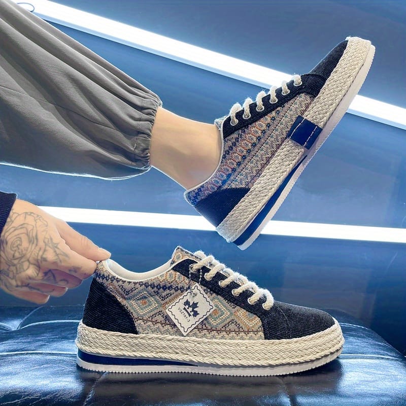 Men'S Breathable Casual Sneakers - Lightweight Summer Shoes with Lace-Up Closure, Non-Slip Rubber Sole - Beige/Black/Teal Colorway for Everyday, Office, Formal Events - All-Season Comfortable Walking Shoes, Office Footwear, Stylish Streetwear, Fabric Interior Lining, Durable Traction Footwear, Urban Fashion, Trendy Design, Comfortable Fit, Urban Commuters