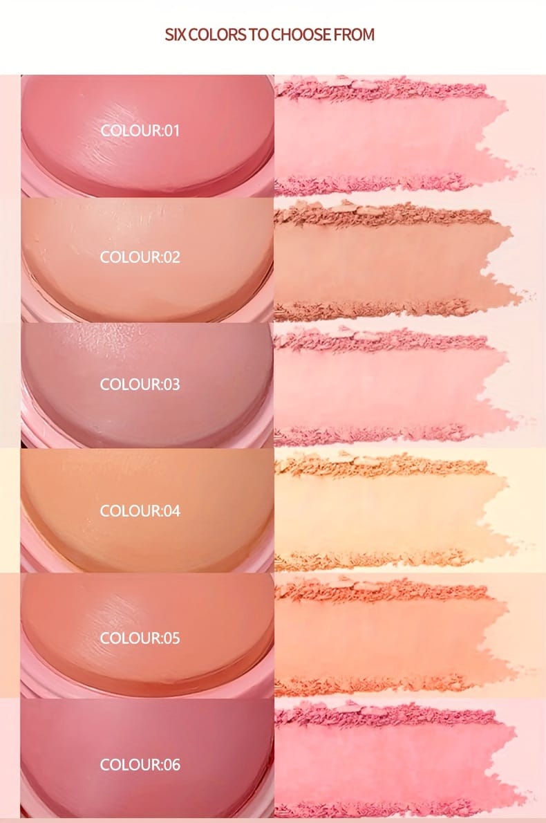 6-Shade Matte Blush Powder - Waterproof, Brightens All Skin Tones, Flawless Finish for a Radiant Look
