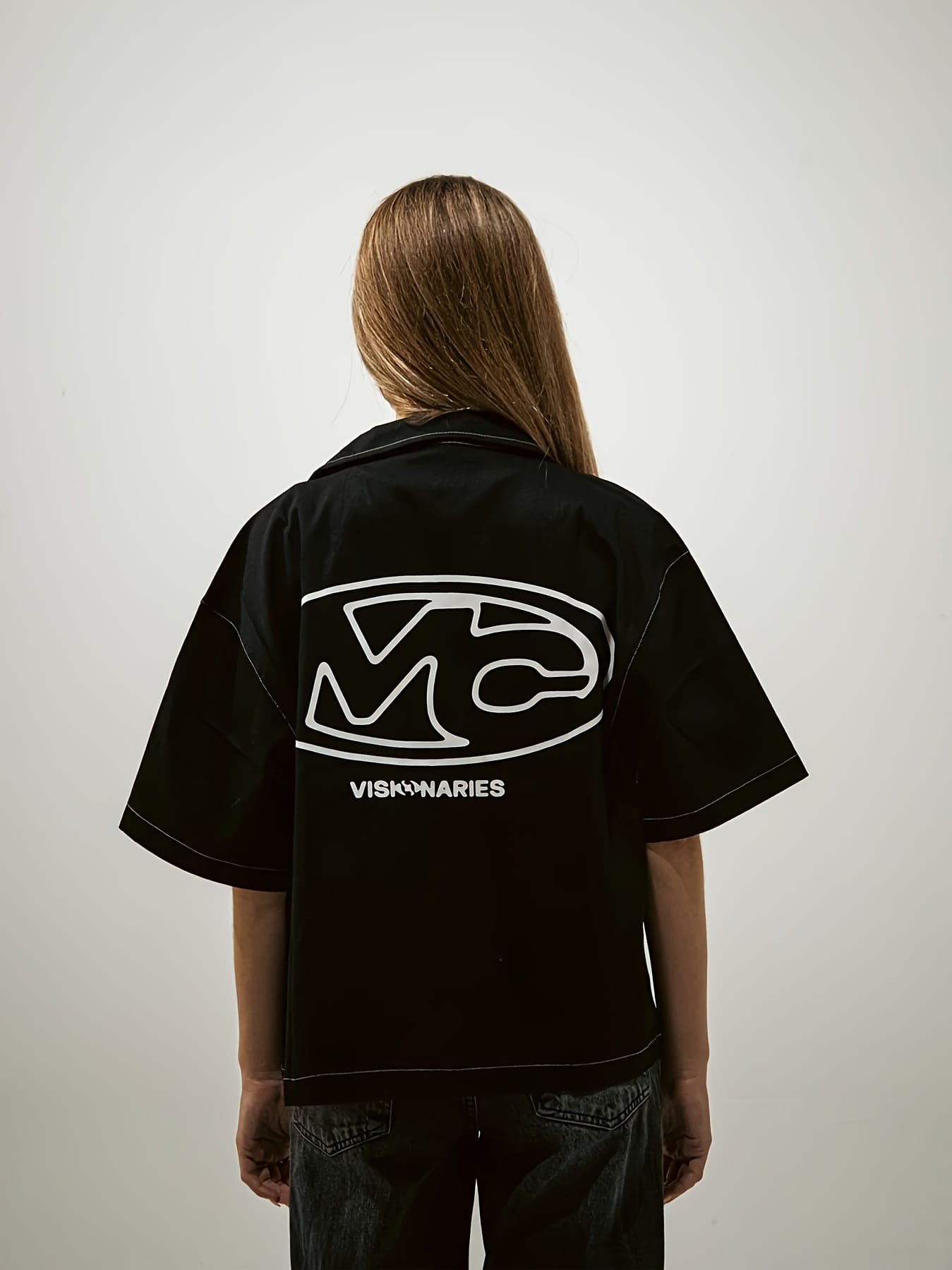 Men's Denim Shirt, Black Classic Denim Shirt, Printed, Embroidered, Bizarre Pattern, Men's Denim Shirt Short Sleeve