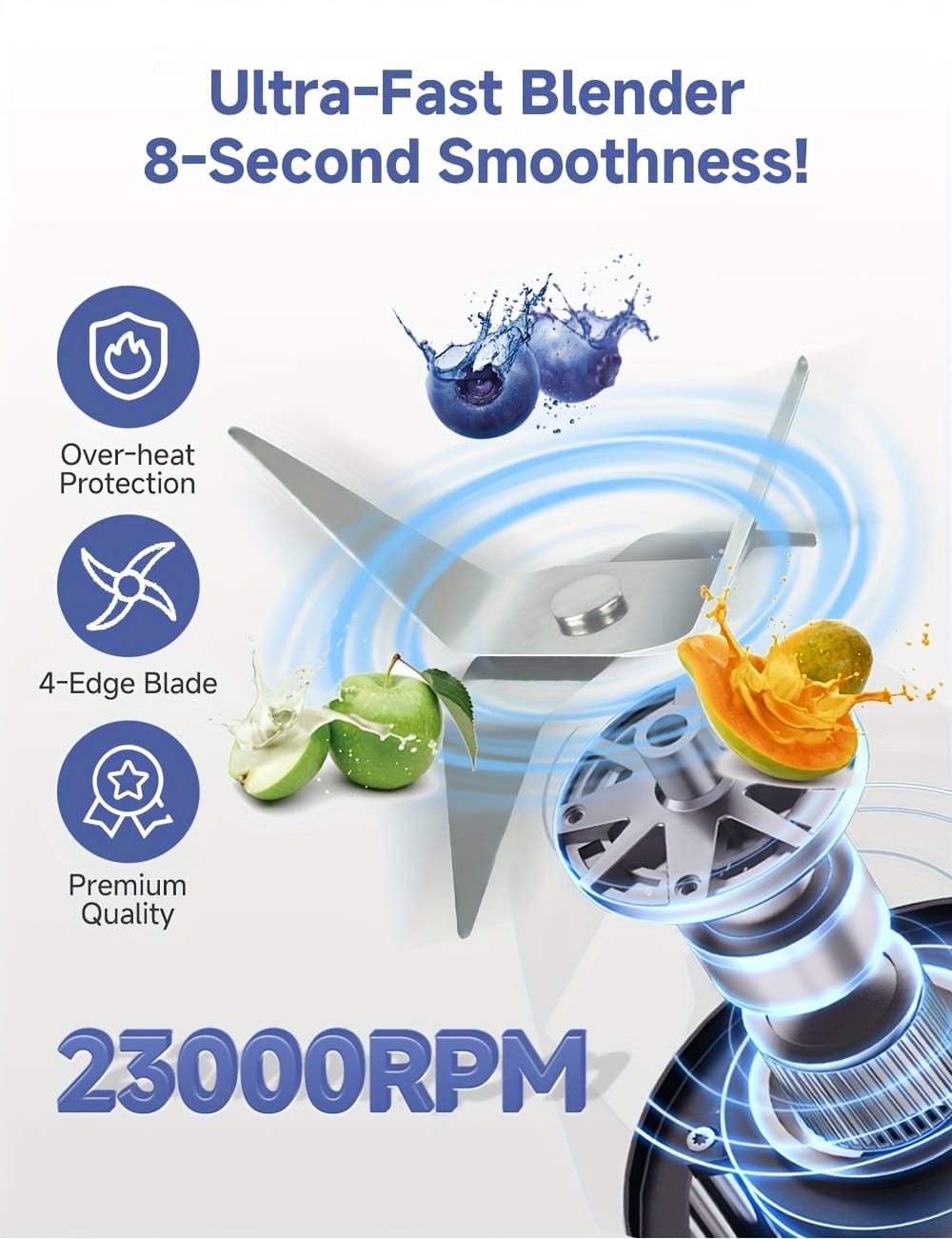 Multifunctional Food Processor with High Power 250W Mixer, Personal Small Juice Blender, Multi-purpose with 3 Cup Accessories, Stainless Steel Blade, Multifunctional for Minced Meat and Vegetable Juices, Grinding Beans, Convenient and Practical for Home Kitchen Use, Processing Various Ingredients, Includes South African Conversion Plug