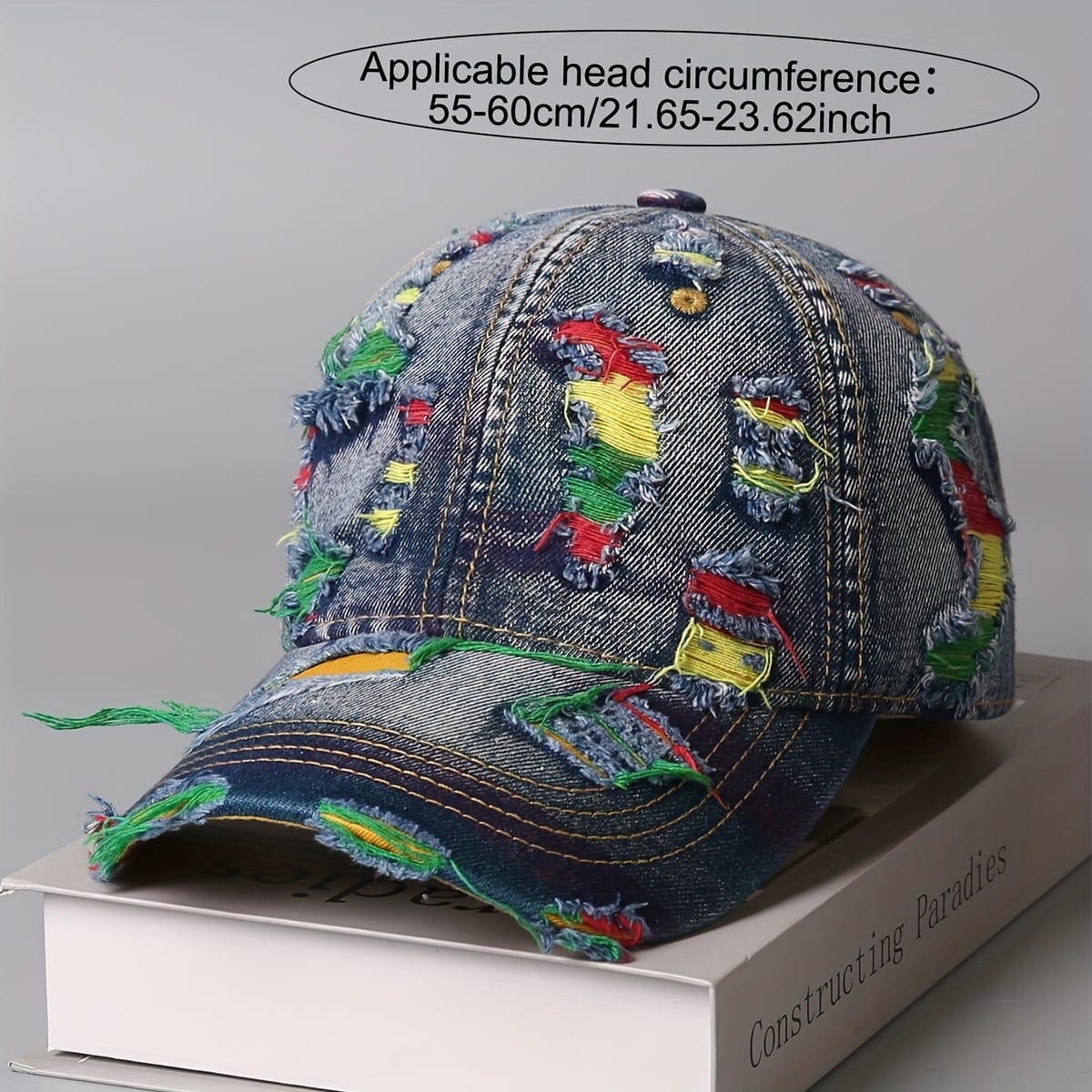 Retro Distressed Washed Denim Baseball Cap - Adjustable Snapback Korean Street Fashion Hat with Random Torn Holes, Breathable Summer Sun Hat for Men & Women