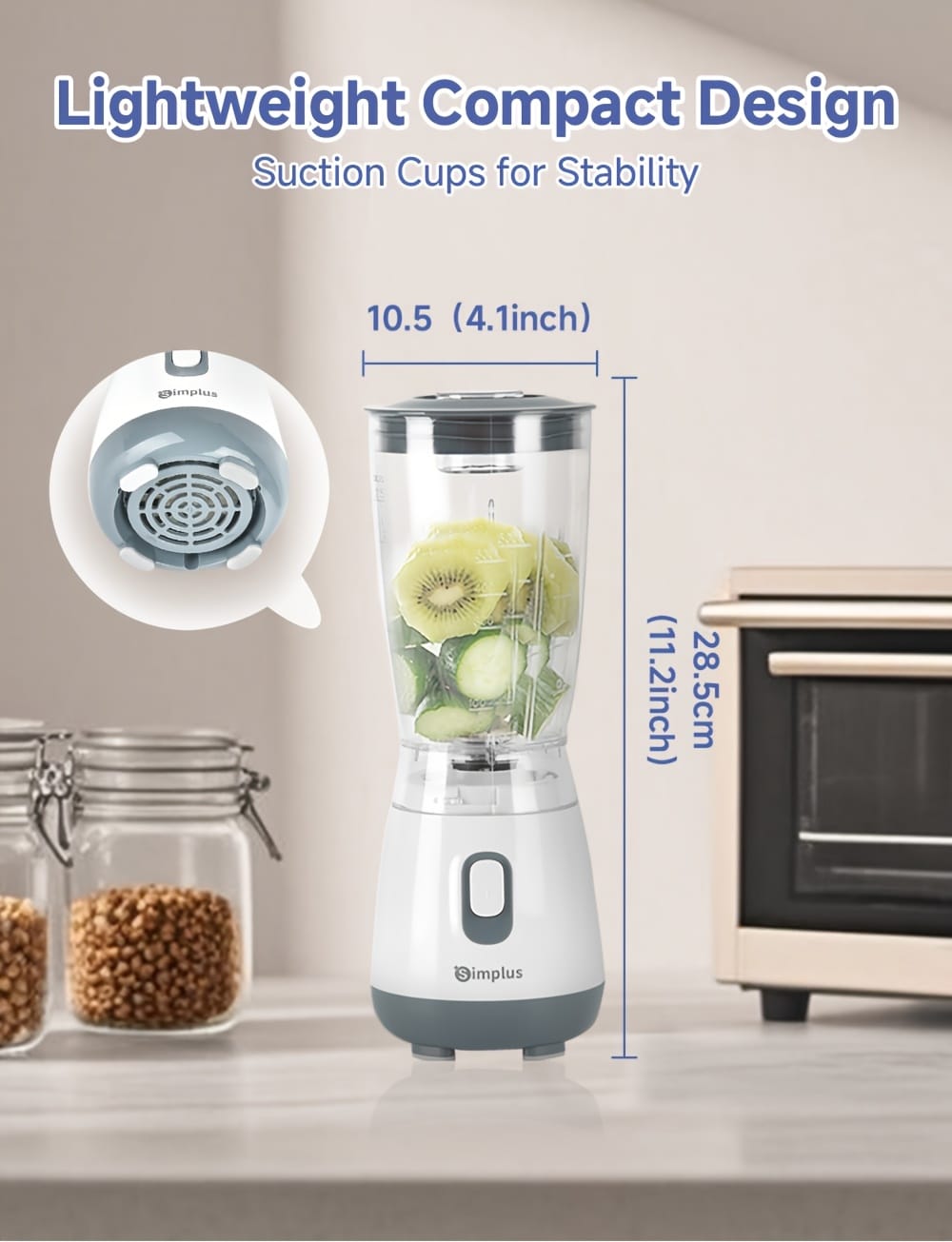 Multifunctional Food Processor with High Power 250W Mixer, Personal Small Juice Blender, Multi-purpose with 3 Cup Accessories, Stainless Steel Blade, Multifunctional for Minced Meat and Vegetable Juices, Grinding Beans, Convenient and Practical for Home Kitchen Use, Processing Various Ingredients, Includes South African Conversion Plug