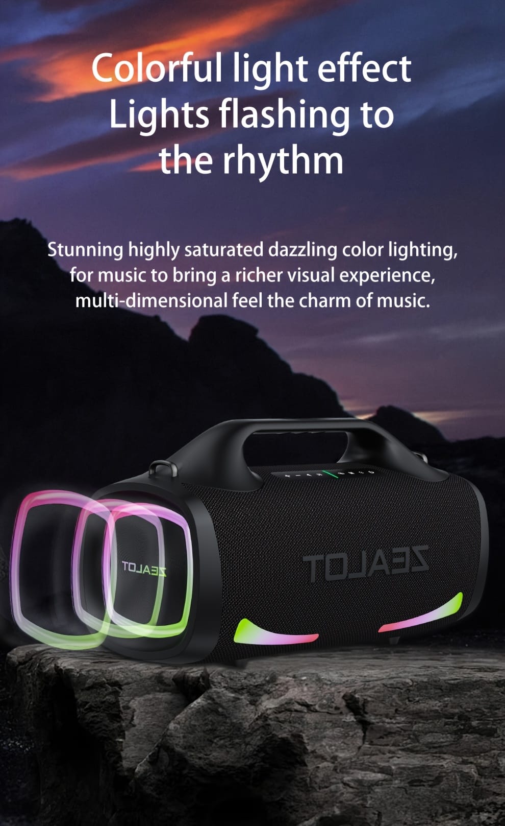 ZEALOT S79 Wireless Speakers, Outdoor Portable Subwoofer Speaker, IPX 5, Wireless Speaker, Dual Pairing, Long Battery Life, 36Hours Playtime Loud Stereo, Booming Bass. Charging Cable, Connect with Mobile Phone/Tablet/TV. for Home, Car, Outdoor, Camping, PartyBox.