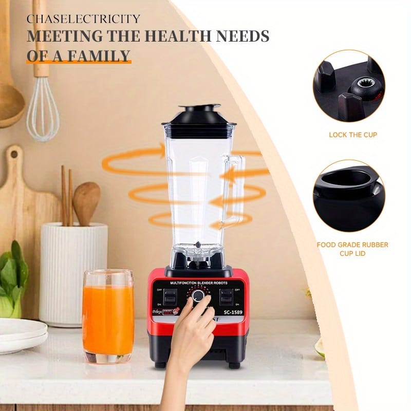 2.5L Large Capacity Dual-Use Blender with Food-Grade ABS Mixing Cup - Powerful Household and Commercial Juicer, Smoothie Maker, and Grinder, No Battery Needed, 120V, US Plug, Commercial Kitchen Equipment | Modern Kitchen Appliance | Durable Plastic Base, Blender