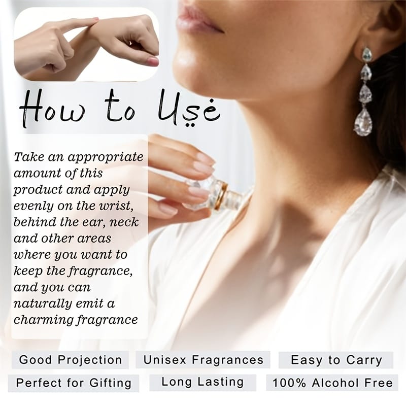 Luxury Arabian Perfume Oil Travel Size - Alcohol-Free Long-Lasting Middle Eastern Fragrance with Floral, Vanilla, amber notes - Elegant Arabian Bottle for Women & Men, Gifts, Dates, Special Events - 3ml/0.1fl.oz Luxury Perfume, Romantic Occasions, Intricate Patterns, Delicate Craftsmanship, Gift Seekers