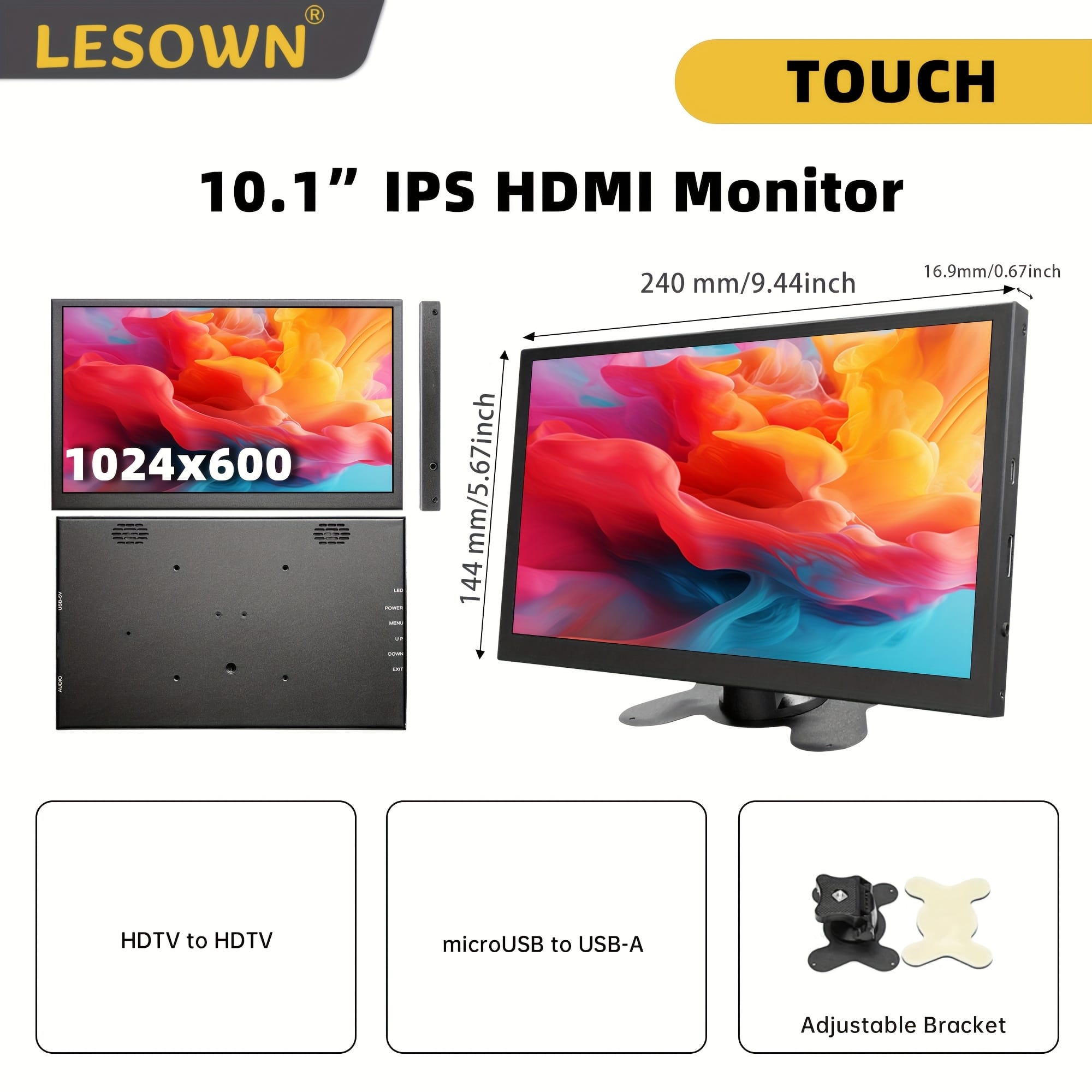 LESOWN Portable Touch Screen Ultra-Thin 10