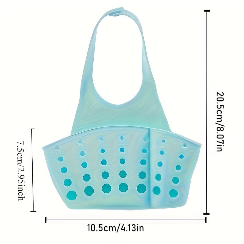 1pc Adjustable Kitchen Sink Organizer with Drain Hole - Heavy-Duty Faucet Sponge Holder, Space-Saving Countertop Storage Basket, Compatible with Sponge, Scrub Pad, Soap Bar - Under Faucet or Over Sink Installation - Durable Plastic Construction, Kitchen Sink Accessories, Perforated Design, Sturdy Construction, Home Cooks