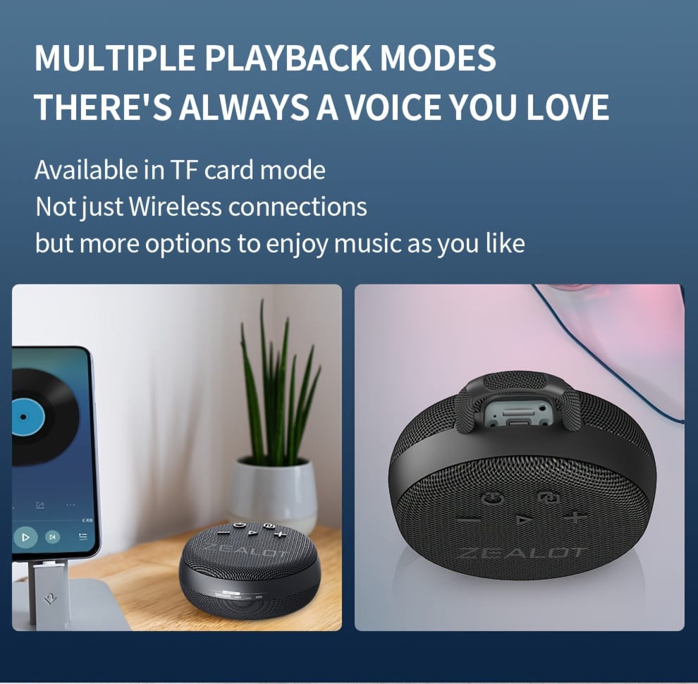 Zealot Mini Wireless Speakers, Wireless Speaker, Dual Pairing, 1800mAh Battery, 8 Hours Playtime Loud Stereo, Booming Bass. Charging Cable, Connect with Mobile Phone/Tablet/TV.