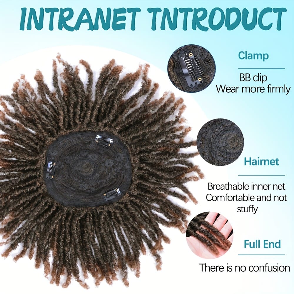 Short Crochet Wigs Synthetic Clips in Hair Toupee Extensions Afro Synthetic Braided Half Wig Dreadlock Hairpieces for Men Women Boy Male Father'S Day