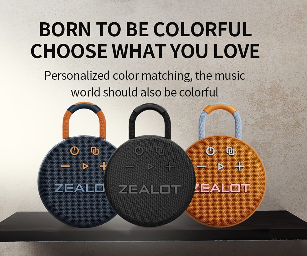Zealot Mini Wireless Speakers, Wireless Speaker, Dual Pairing, 1800mAh Battery, 8 Hours Playtime Loud Stereo, Booming Bass. Charging Cable, Connect with Mobile Phone/Tablet/TV.