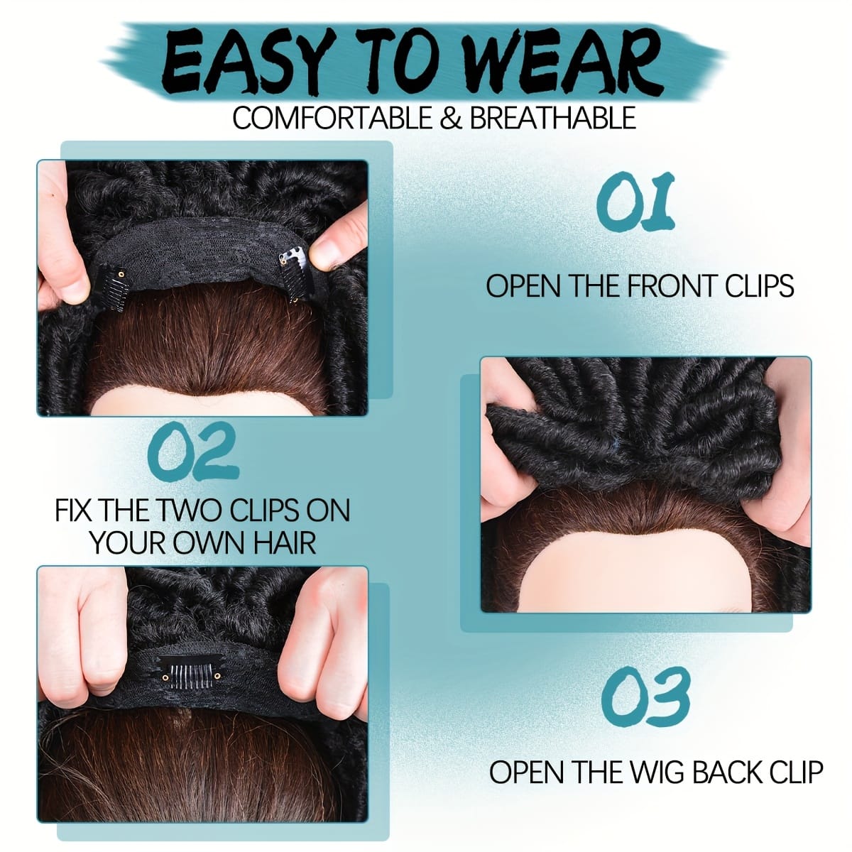 Short Crochet Wigs Synthetic Clips in Hair Toupee Extensions Afro Synthetic Braided Half Wig Dreadlock Hairpieces for Men Women Boy Male Father'S Day