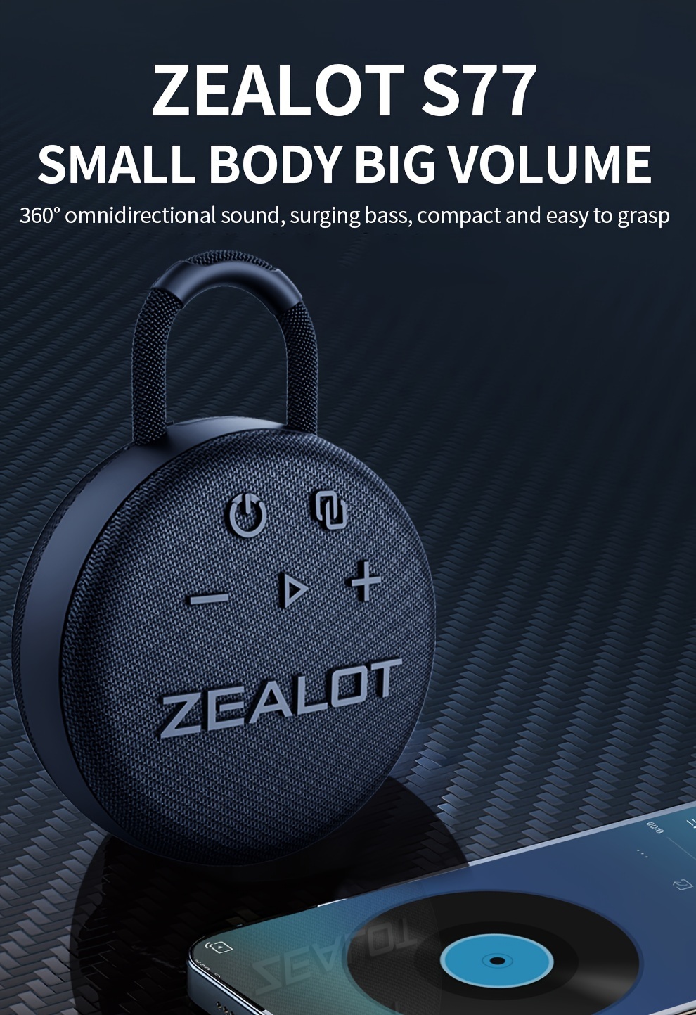 Zealot Mini Wireless Speakers, Wireless Speaker, Dual Pairing, 1800mAh Battery, 8 Hours Playtime Loud Stereo, Booming Bass. Charging Cable, Connect with Mobile Phone/Tablet/TV.