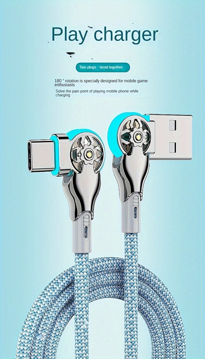 Quick charging data cable type-c micro 2m/1m/0.3m with lightweight dual elbow rotating flash charging suitable for Huawei Honor vivo, Xiaomi Redmi OPPO, OnePlus Samsung Sony Automotive General Android phone charging cable