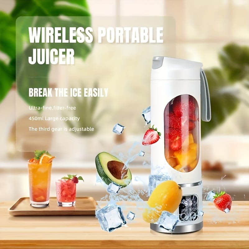 Portable USB-Rechargeable Blender & Juicer - 10.14oz to 16.91oz Capacity, Easy-Clean Food-Grade ABS, 18650 Lithium Battery, Perfect for Fruit, Vegetable, and Smoothie Drinks, Smoothie Maker, Sleek Appliance, Durable Construction