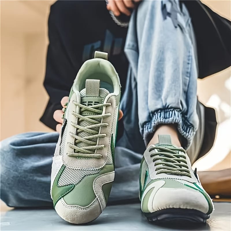 KOONEXY Men'S Stylish Low-Top Sneakers - Vibrant Teal, Yellow & Orange Color Block Design, Breathable Fabric & Faux Upper, Durable PVC Sole, Lace-Up Casual Shoes for All-Season Comfort, Casual Footwear | Colorblock Sneakers | Comfortable Fit