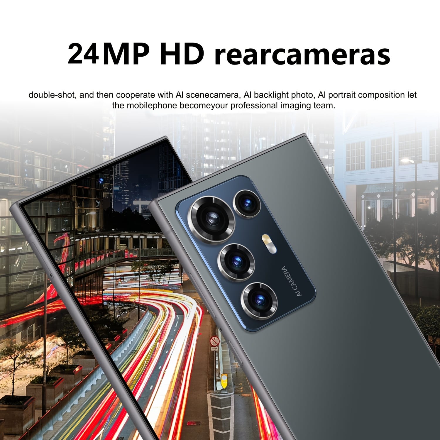 Unlocked Large-Screen Smart Phone, All-New Global Android 5G Phone, Featuring a 7.3-Inch Extra-Large HD Display, 8GB + 256GB Storage, 5800Mah High-Capacity Battery, 16MP + 24MP Cameras, Android 13 System with an 8-Core Processor.