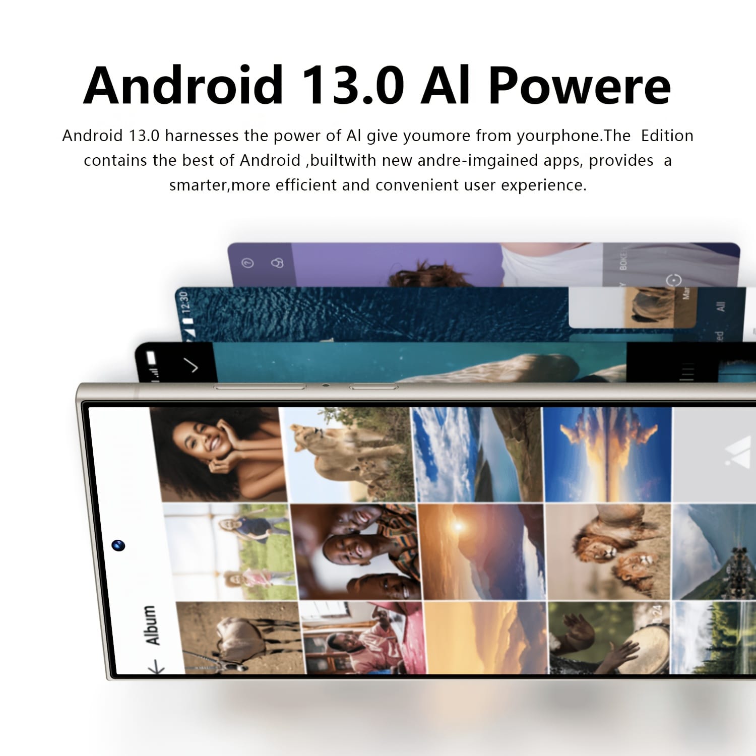 Unlocked Large-Screen Smart Phone, All-New Global Android 5G Phone, Featuring a 7.3-Inch Extra-Large HD Display, 8GB + 256GB Storage, 5800Mah High-Capacity Battery, 16MP + 24MP Cameras, Android 13 System with an 8-Core Processor.