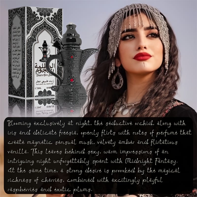 Luxury Arabian Perfume Oil Travel Size - Alcohol-Free Long-Lasting Middle Eastern Fragrance with Floral, Vanilla, amber notes - Elegant Arabian Bottle for Women & Men, Gifts, Dates, Special Events - 3ml/0.1fl.oz Luxury Perfume, Romantic Occasions, Intricate Patterns, Delicate Craftsmanship, Gift Seekers