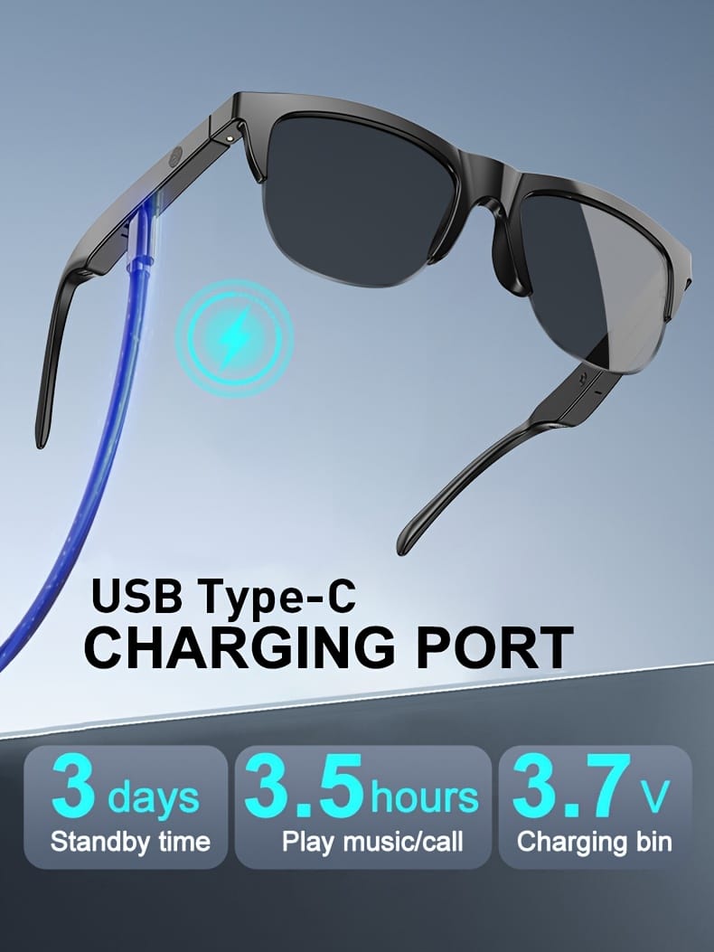 Intelligent Wireless Glasses - Touch Connection, HD Voice Call, HiFi Sound Quality, Remote Photography, Compatible with iPhone/Android, Ideal for Outdoor Activities, Hiking, Fishing, Driving & Beach Travel, Perfect Christmas Gift, Outdoor Activity Gear | Modern Fashion Accessory | Touch Control Feature