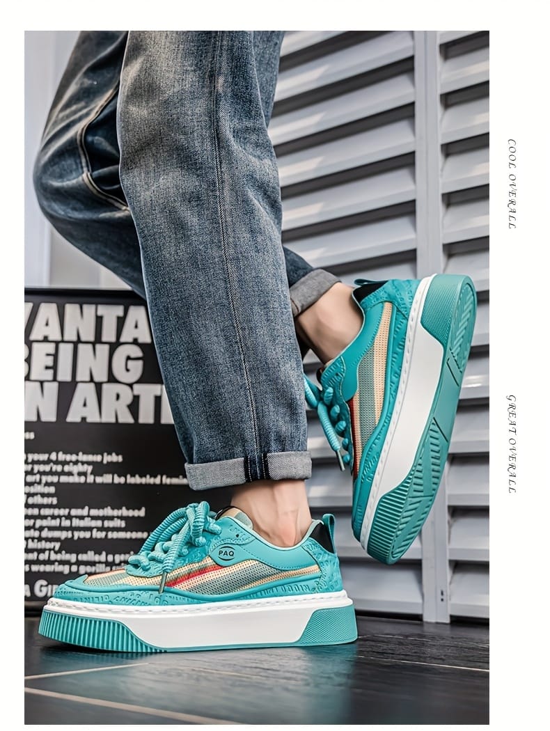 Men'S Low-Top Casual Sneakers - White with Colorful Stripes, Breathable Fabric Lining & Cushioned PVC Sole, Comfortable Round Toe for All-Season Outdoor, Daily Wear & Light Sports, Stylish Sporty Design, Laceup Shoes, Durable Footwear