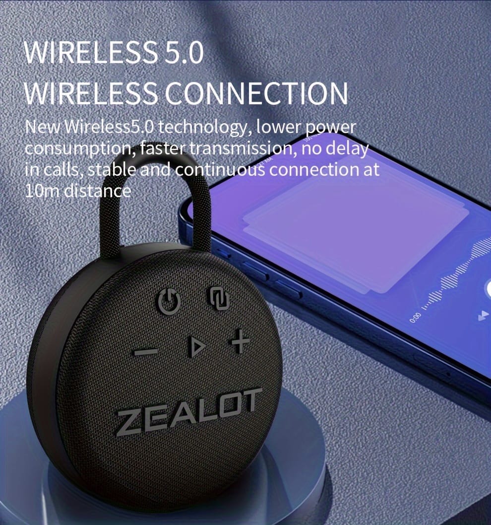 Zealot Mini Wireless Speakers, Wireless Speaker, Dual Pairing, 1800mAh Battery, 8 Hours Playtime Loud Stereo, Booming Bass. Charging Cable, Connect with Mobile Phone/Tablet/TV.