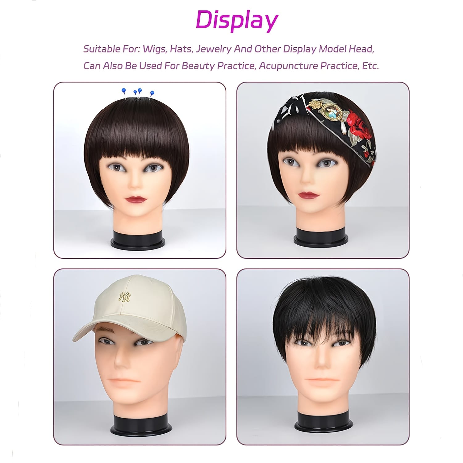 Professional Bald Mannequin Head for Cosmetology Training & Wig Making - Realistic Female Doll Head with Removable Black Cap, Adjustable T-Pins, Sturdy Base - Ideal for Hairstyling Practice, Display & Wigs Crafting, Beauty School, Durable Construction, Lifelike Texture, Wig Makers, Beauty Students