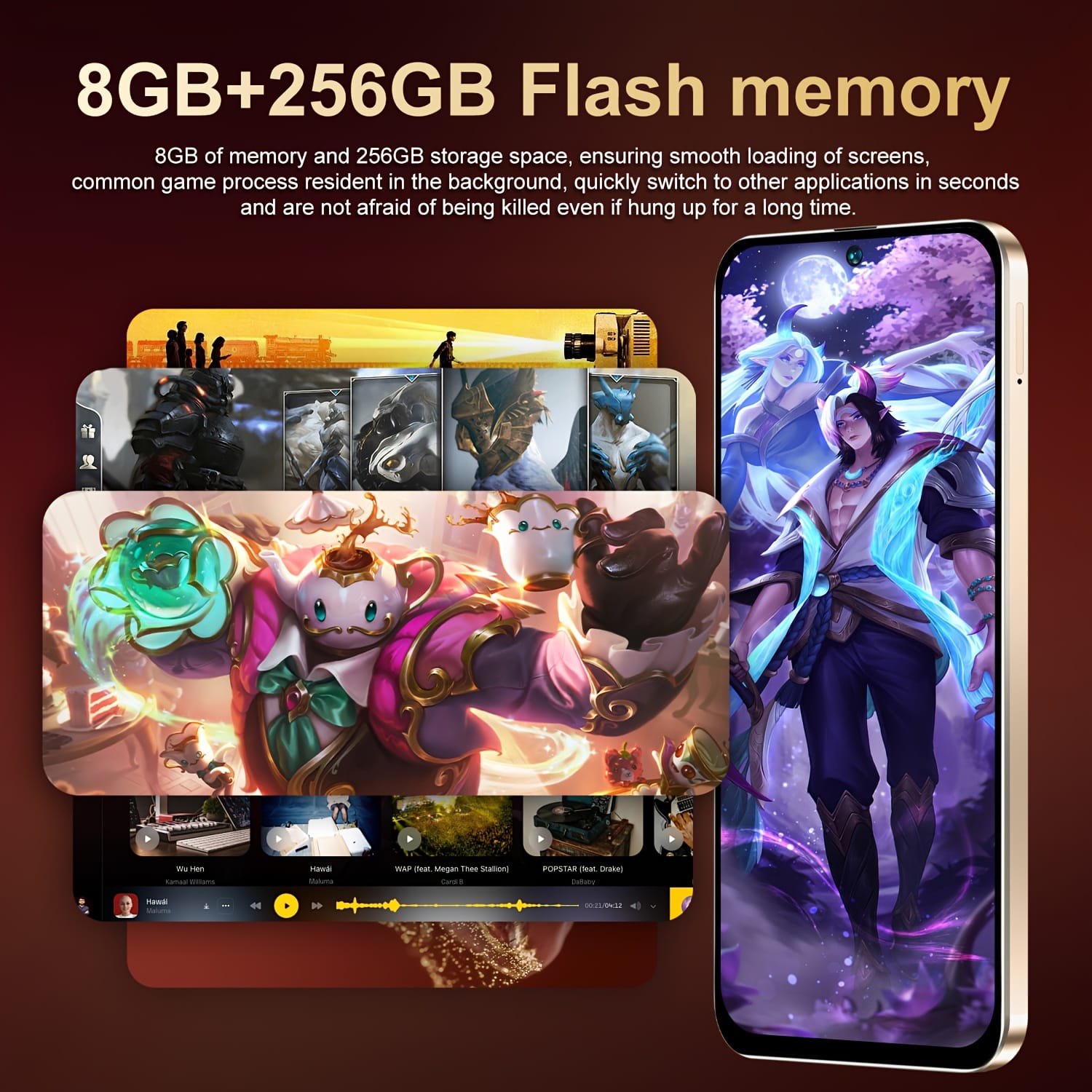 New Unlocked Dual SIM 5G Smartphone, 7.3-inch HD Screen, 8GB+256GB Storage, Android 13 System, 5800mAh Large Battery, Face Recognition Unlock, Premium Quality Appearance, Stylish and Novel Design