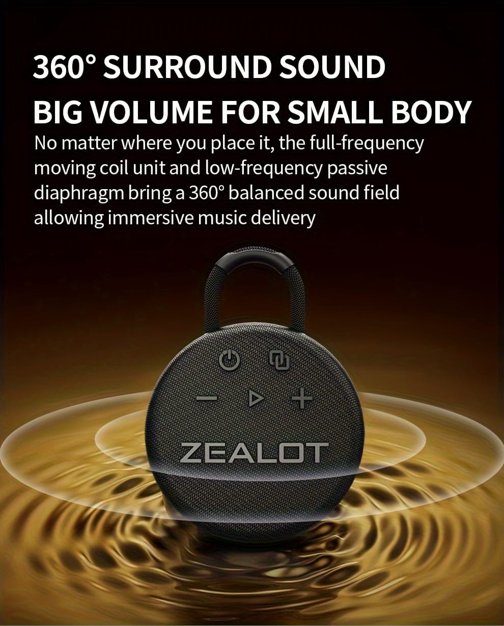 Zealot Mini Wireless Speakers, Wireless Speaker, Dual Pairing, 1800mAh Battery, 8 Hours Playtime Loud Stereo, Booming Bass. Charging Cable, Connect with Mobile Phone/Tablet/TV.