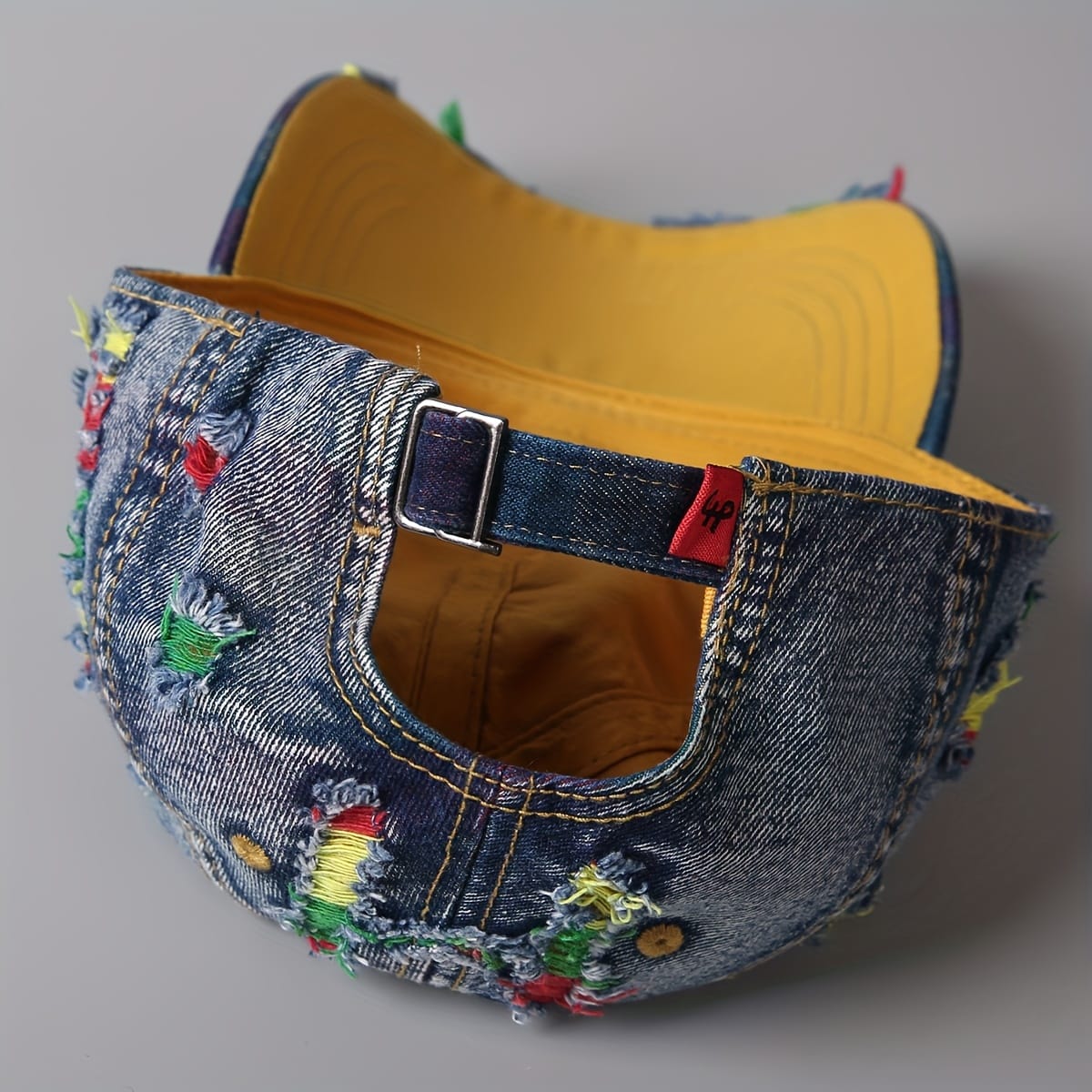 Retro Distressed Washed Denim Baseball Cap - Adjustable Snapback Korean Street Fashion Hat with Random Torn Holes, Breathable Summer Sun Hat for Men & Women