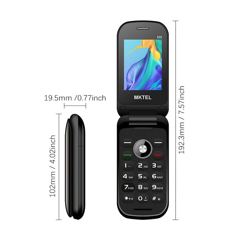 MKTEL M9 Function Phone with 2.4-inch Screen, Dual SIM Card, 800mAh Battery, FM Radio/MP3, 0.08MP Camera and Large Keyboard for Seniors, Supports 10 Languages: English | French | Spanish | Portuguese | Russian | Vietnamese | Thai | Indonesian | Hebrew | Filipino