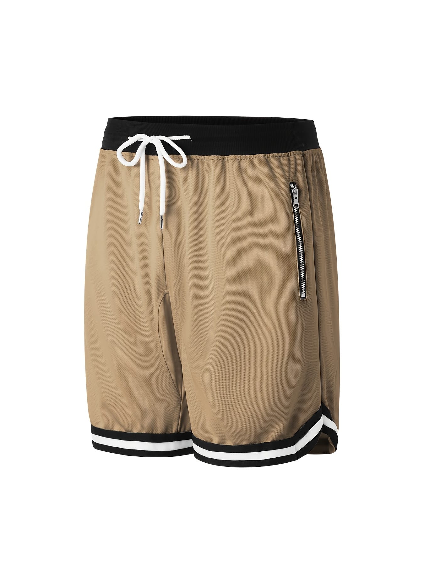 4pcs Men's Casual Athletic Shorts with Zipper Pockets - Breathable Polyester, Elastic Waistband, Multi-Color Basketball & Sports Wear, Machine Washable
