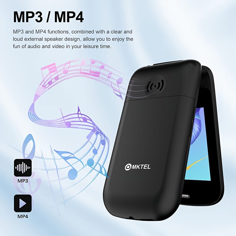 MKTEL M9 Function Phone with 2.4-inch Screen, Dual SIM Card, 800mAh Battery, FM Radio/MP3, 0.08MP Camera and Large Keyboard for Seniors, Supports 10 Languages: English | French | Spanish | Portuguese | Russian | Vietnamese | Thai | Indonesian | Hebrew | Filipino