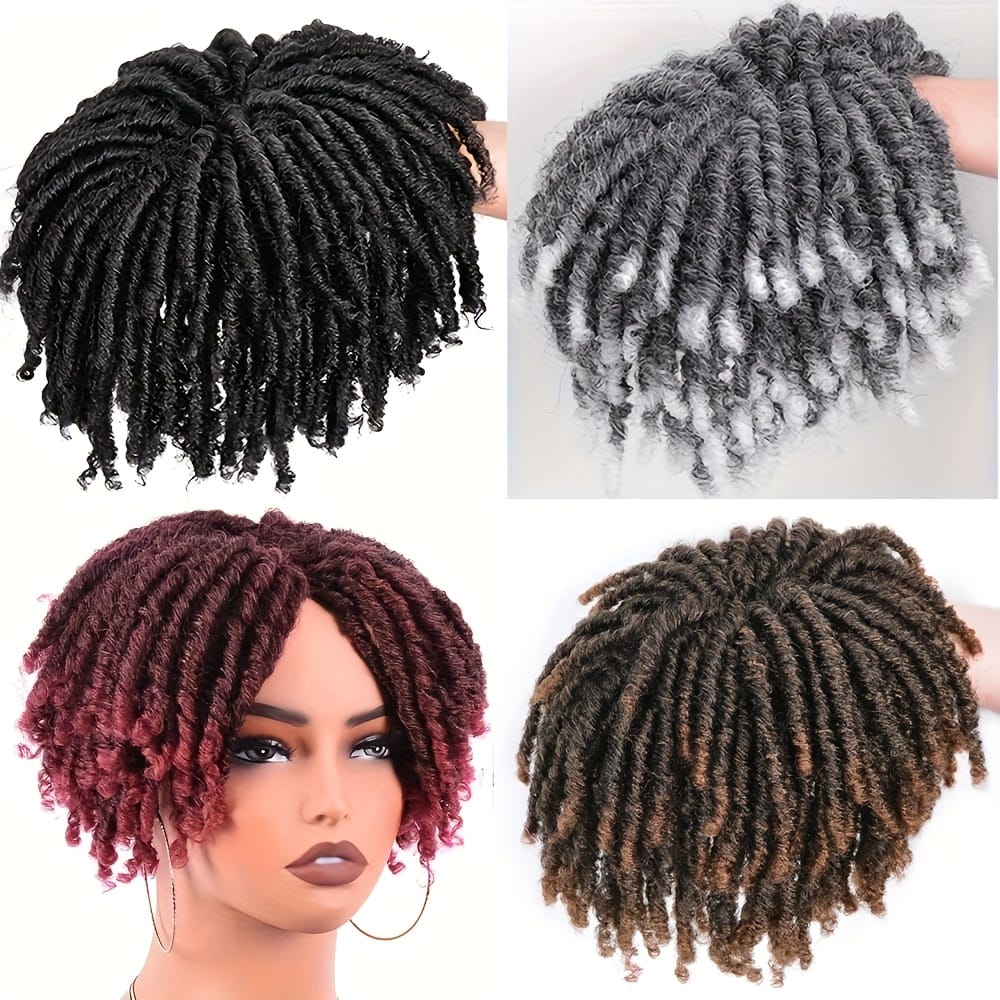 Short Crochet Wigs Synthetic Clips in Hair Toupee Extensions Afro Synthetic Braided Half Wig Dreadlock Hairpieces for Men Women Boy Male Father'S Day