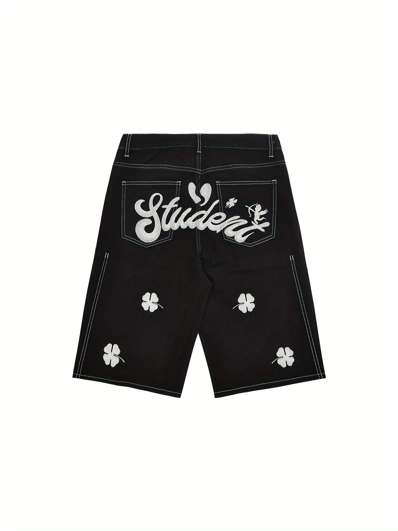 Embroidered Casual Shorts, Letter Embroidery Denim Shorts, y2k Denim Shorts