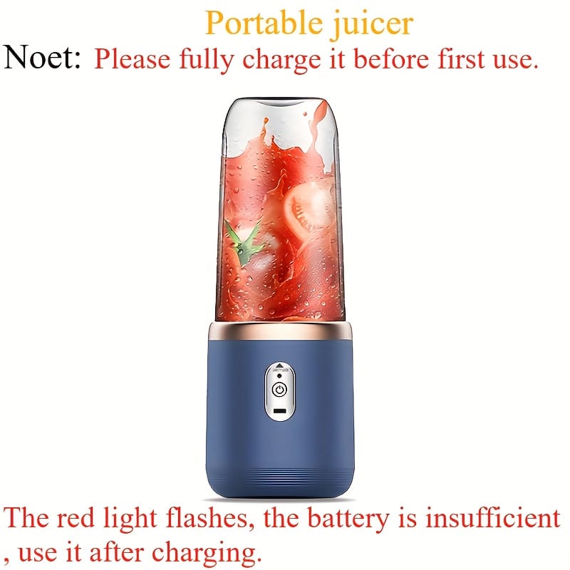 Portable Juicer 2-in-1 Multifunctional Rechargeble Battery | Compact Food Grade Polypropylene Cup for Personal and Family Fruit Squeezing, Easy to Carry Outdoors Durabl Plastic Material with 6 Blades & USB Charger - Suitable for Making Smoothies Shakes Iced Drinks Valentine's Day Thanksgiving Christmas Mother’S DAY Gift