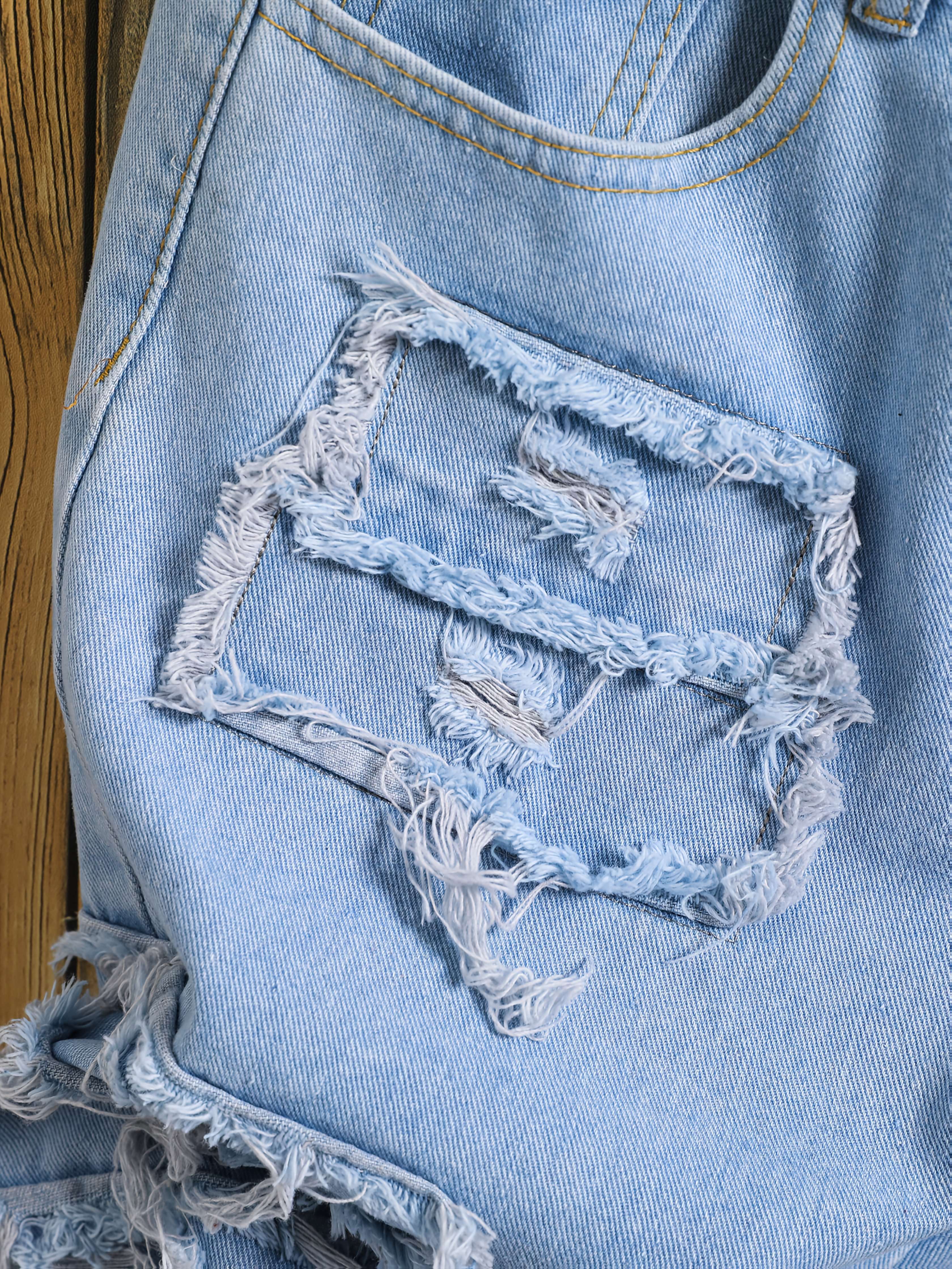 Men'S Summer Street Style Denim Shorts - Non-Stretch, Regular Fit with Trendy Patchwork Design, Casual Casual Attire, Casual Attire|Trendy Denim Shorts|Nonstretch Fabric