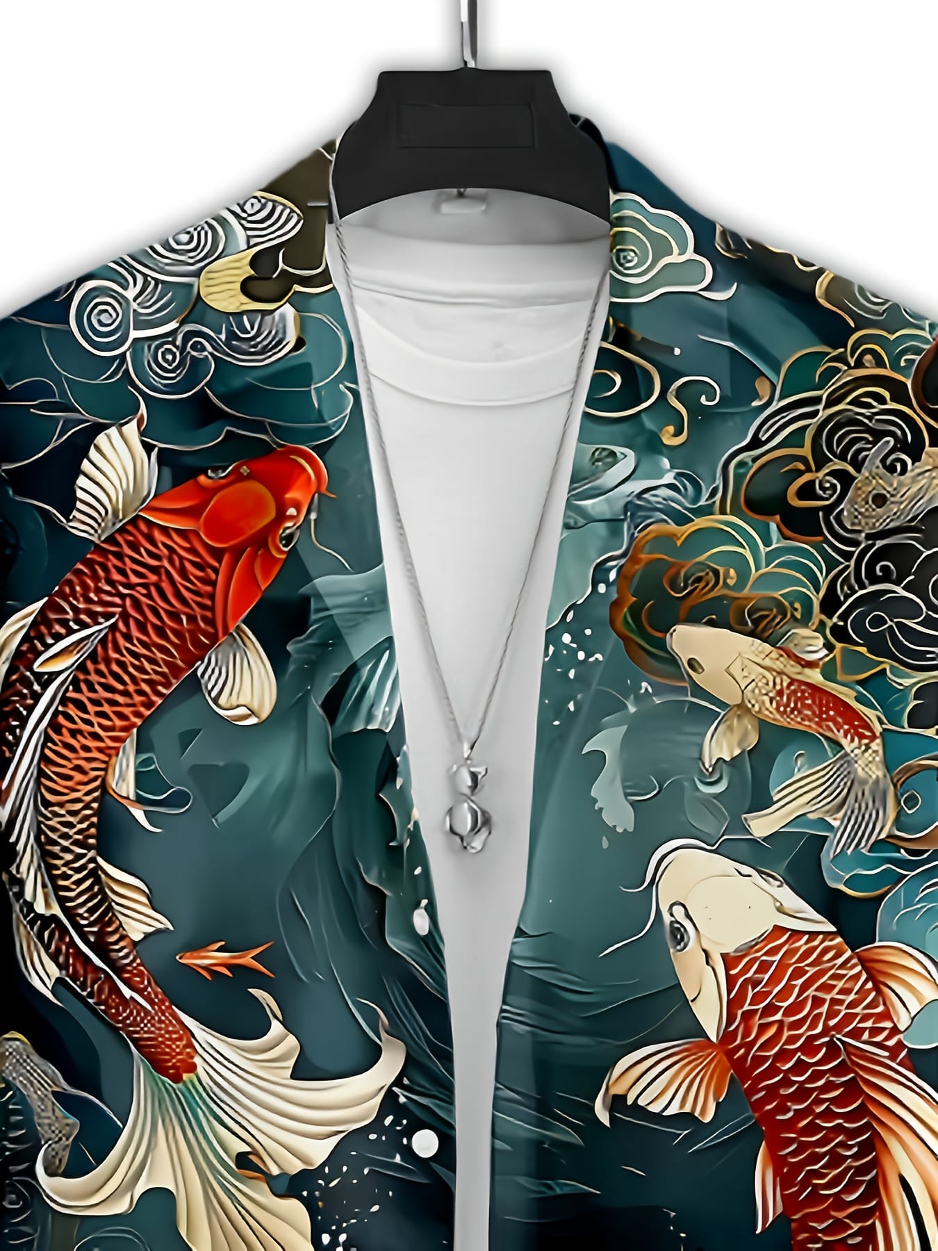 Men'S Casual Short Sleeve Button-Up Shirt with 3D Koi Fish Print – Symbol of Good Luck, Prosperity, and Courage – Perfect for Daily Wear, Summer Collection, Casual Attire|Traditional Collared Shirt|Printed Koi Design