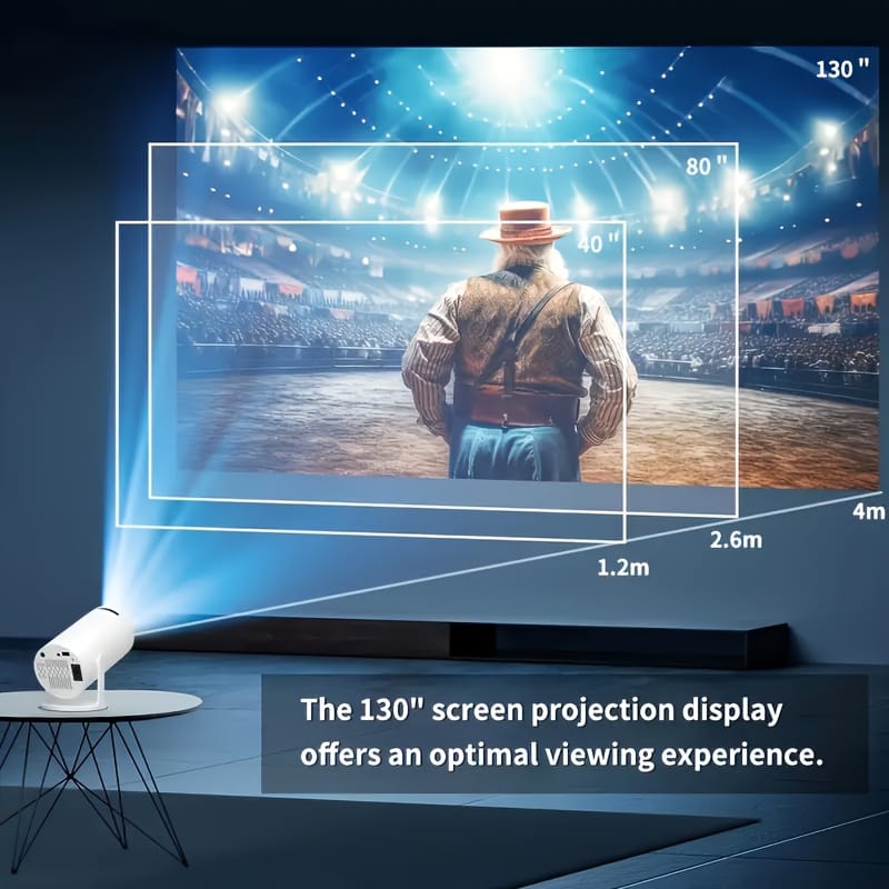 High-Definition Projector with Android 11 Operating System, Dual-Band WiFi, Native 720P/4K Decoding, High Brightness Display, Compact and Portable Design, Full Device Compatibility for Camping Movies, Office Presentations, Gaming, and Home Theater
