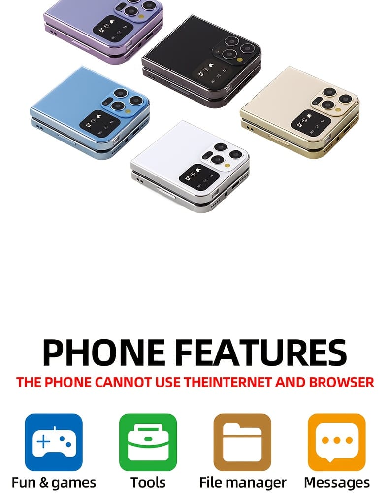 New 2G Foldable Phone Dual SIM Dual Standby, Call, SMS, Music