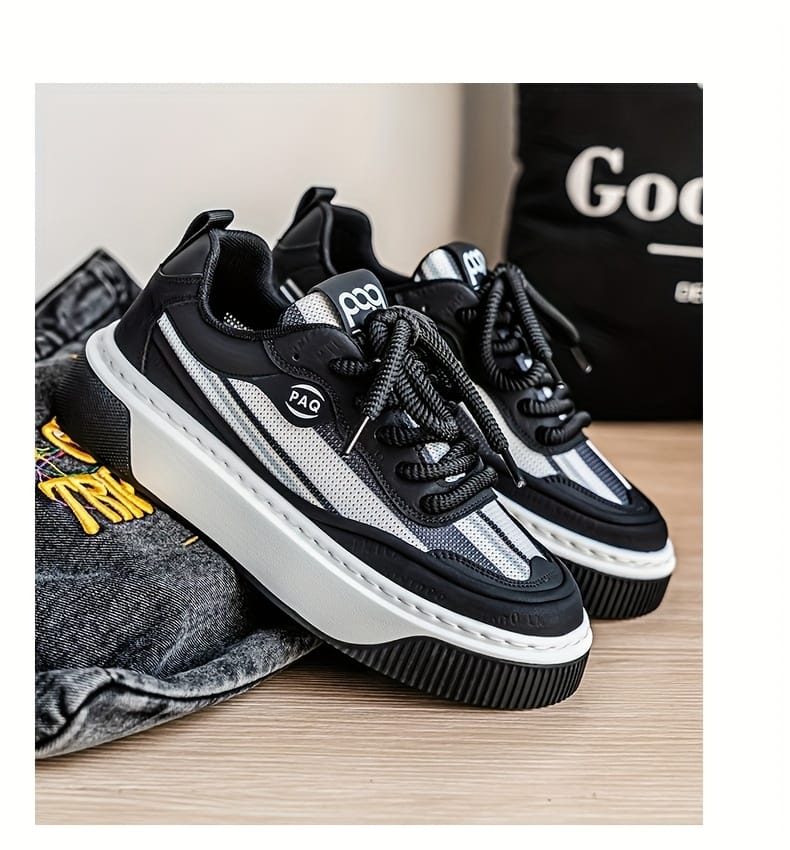 Men'S Low-Top Casual Sneakers - White with Colorful Stripes, Breathable Fabric Lining & Cushioned PVC Sole, Comfortable Round Toe for All-Season Outdoor, Daily Wear & Light Sports, Stylish Sporty Design, Laceup Shoes, Durable Footwear