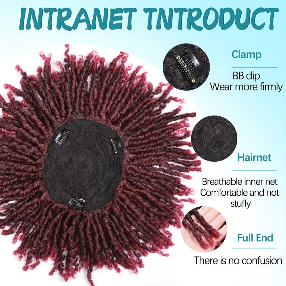 Short Crochet Wigs Synthetic Clips in Hair Toupee Extensions Afro Synthetic Braided Half Wig Dreadlock Hairpieces for Men Women Boy Male Father'S Day