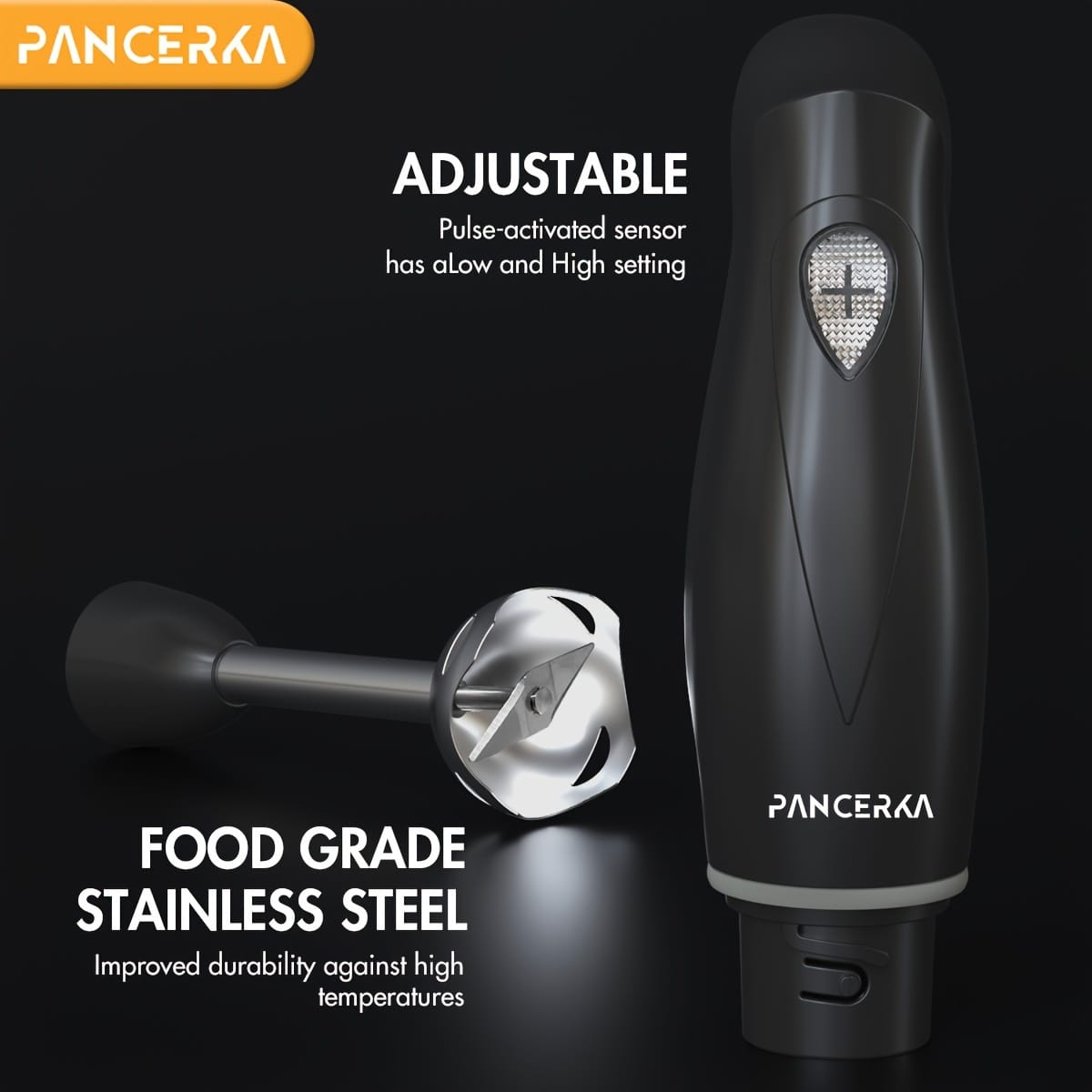 PANCERKA 100W Heavy-Duty Hand Blender Set - Multi-Purpose with Copper Motor, Stainless Steel Whisk & Milk Frother Attachments for Smoothies, Soups, Purees