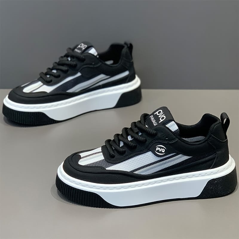 Men'S Low-Top Casual Sneakers - White with Colorful Stripes, Breathable Fabric Lining & Cushioned PVC Sole, Comfortable Round Toe for All-Season Outdoor, Daily Wear & Light Sports, Stylish Sporty Design, Laceup Shoes, Durable Footwear