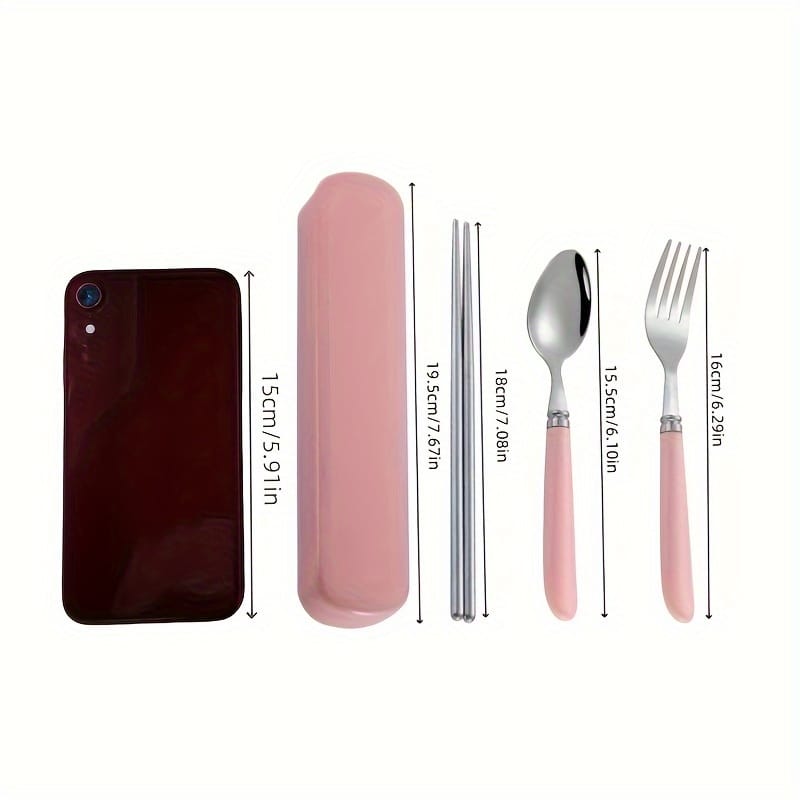 1pc Polished Stainless Steel Portable Cutlery Set with Storage Box - Perfect for everyday use with picnics, camping, and camping cookware