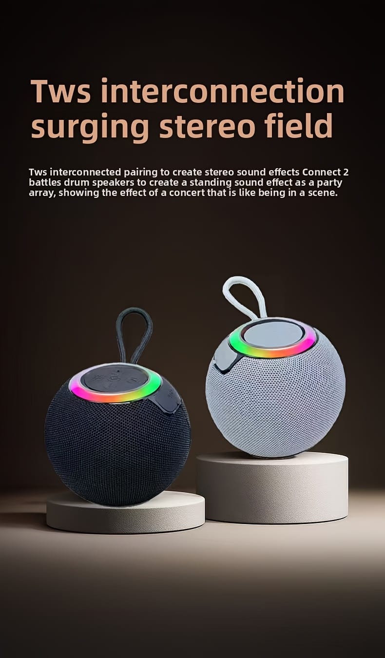 Wireless portable speaker, stereo sound and bass boost, direct pairing with deep bass, supports Android/iOS/tablets, long-lasting battery, suitable for home/outdoor/party/disco/music player, colorful lighting effects, Valentine's Day gift for boyfriend
