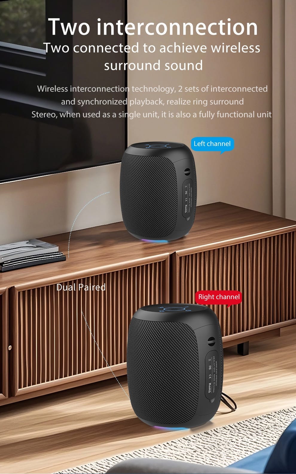 ZEALOT S53 Wireless Speakers, Wireless Speaker, Dual Pairing, 3600mAh Battery, 24 Hours Playtime Loud Stereo, Booming Bass, Charging Cable, Connect with Mobile Phone/Tablet/TV