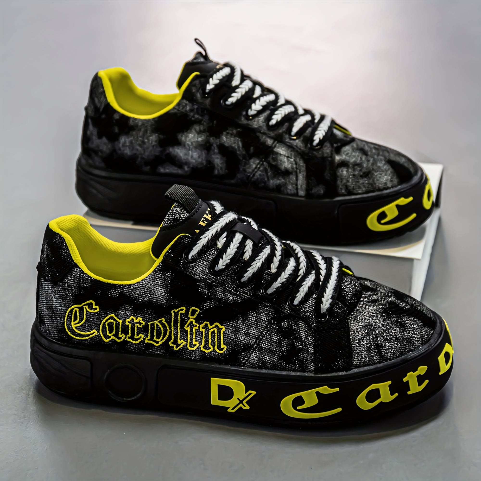 BJ888 Men'S Streetwear Skate Shoes - Low-Top Canvas Sneakers with Breathable Fabric Lining & Durable PVC Sole, Green Camo Design for Casual, Outdoor, Daily Wear, Skateboarding Shoes, Outdoor Footwear, Sporty Look, Fabric Lined Interior